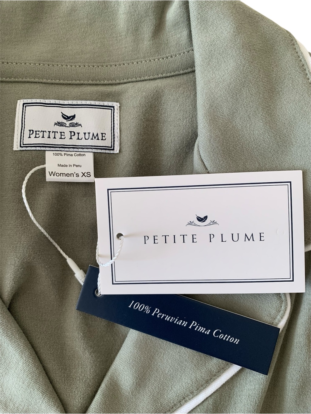 Petite Plume Margaux Pima Cotton Pajama Set Sage Green Women's Xs Nwt — image 3 of 8
